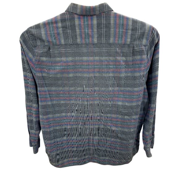 Tommy Bahama Button Up Reverse Weave Shirt XXL Men's Long Sleeve Blue Pink Plaid - Picture 3 of 4